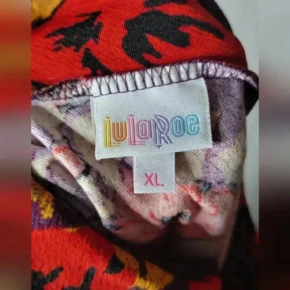 Lurlaroe pencil  skirt red, mustard and plum floral pattern. Size XL stretchy - Picture 4 of 4